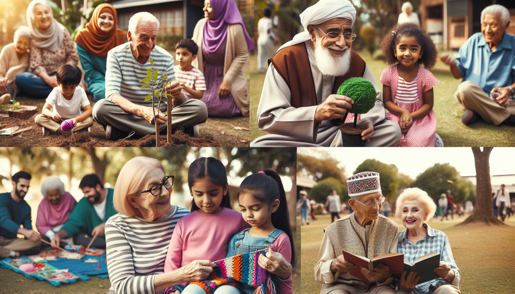 Young and senior community members engaged in a mentorship activity